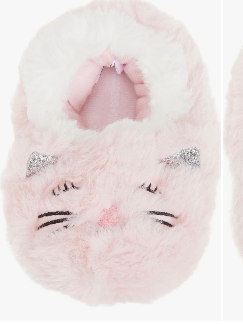 Tucker + Tate Pink Fuzzy Cat Slip-On Slippers with Silver Ears
